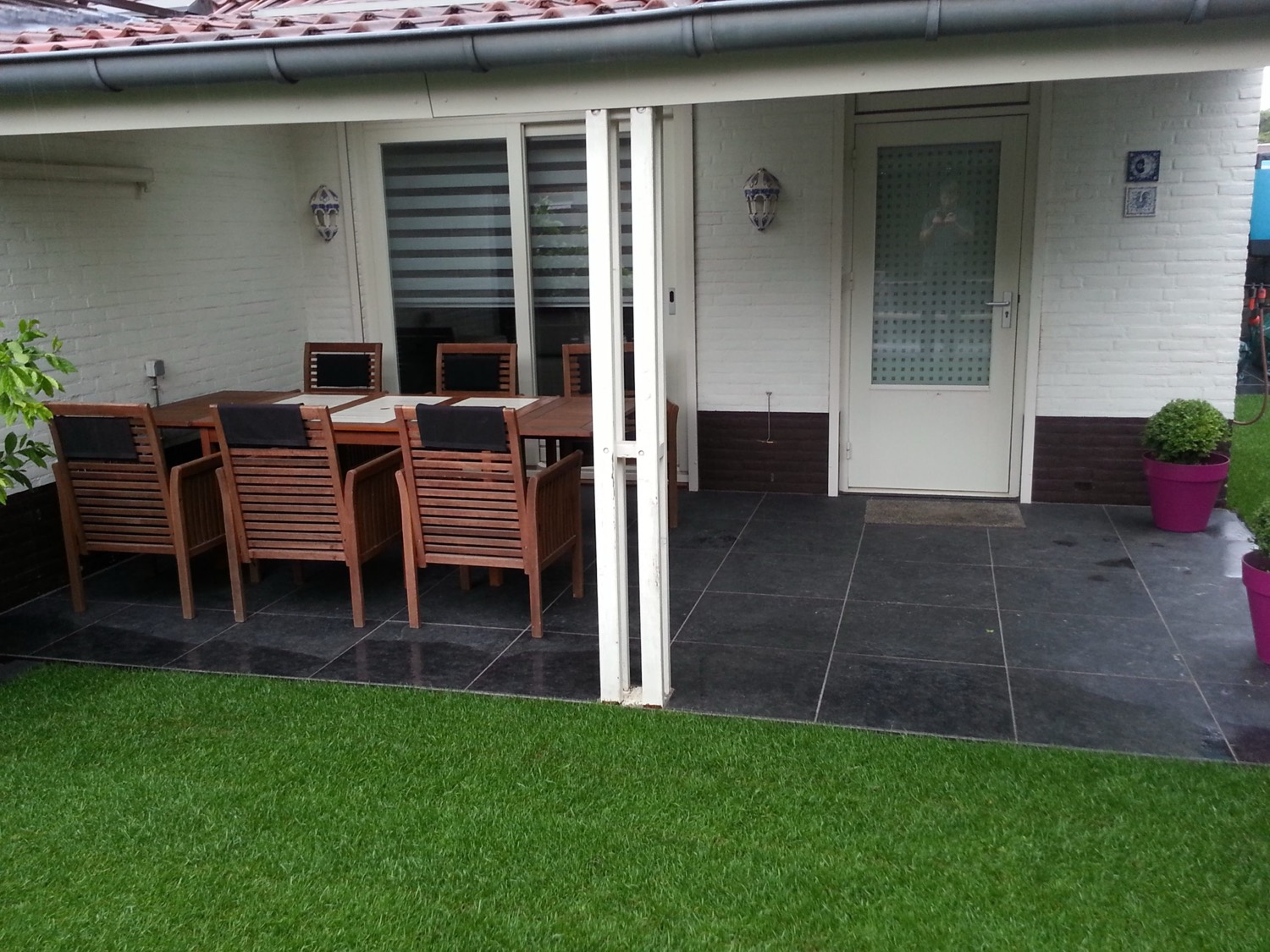 Keramisch terras met overkapping