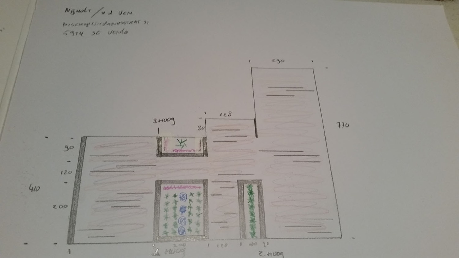 Het tuinontwerp op papier